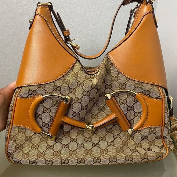 Gucci Canvas Web Horsebit Sherry Line GG Hobo Bag - Picture 6 of 16